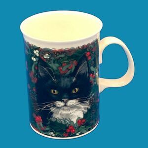 Dunoon Christmas Cats bone china tea mug England black cats
